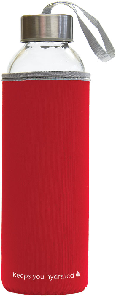 237608-EC Boca za vodu staklena Stream Color 500ml crvena/ sivi rub, mutno staklo P1/48