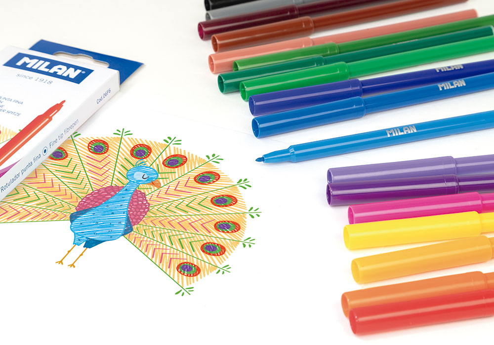 237994-EC Flomasteri 18/1 MILAN Peacock tanki vrh perivi karton bls P12/72