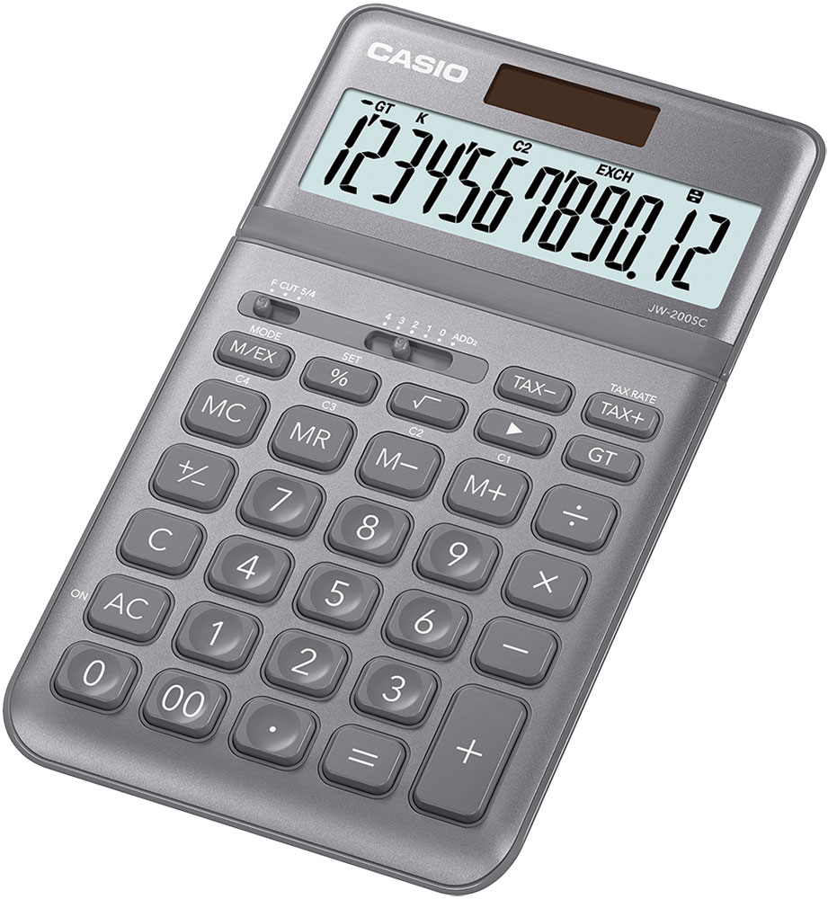 238051-EC Kalkulator CASIO JW-200SC-GY sivi (porez-konverzija) KARTON PAK. bls P10