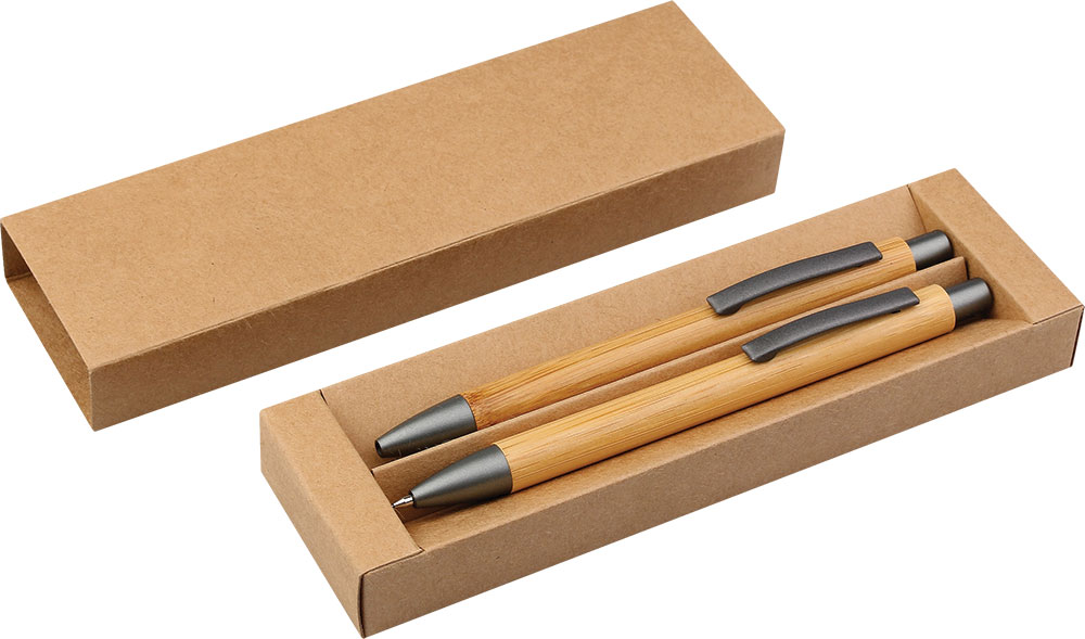 238519-EC Set pisaći Bamboo kem. ol. + tehnička ol. u natur poklon kutijici