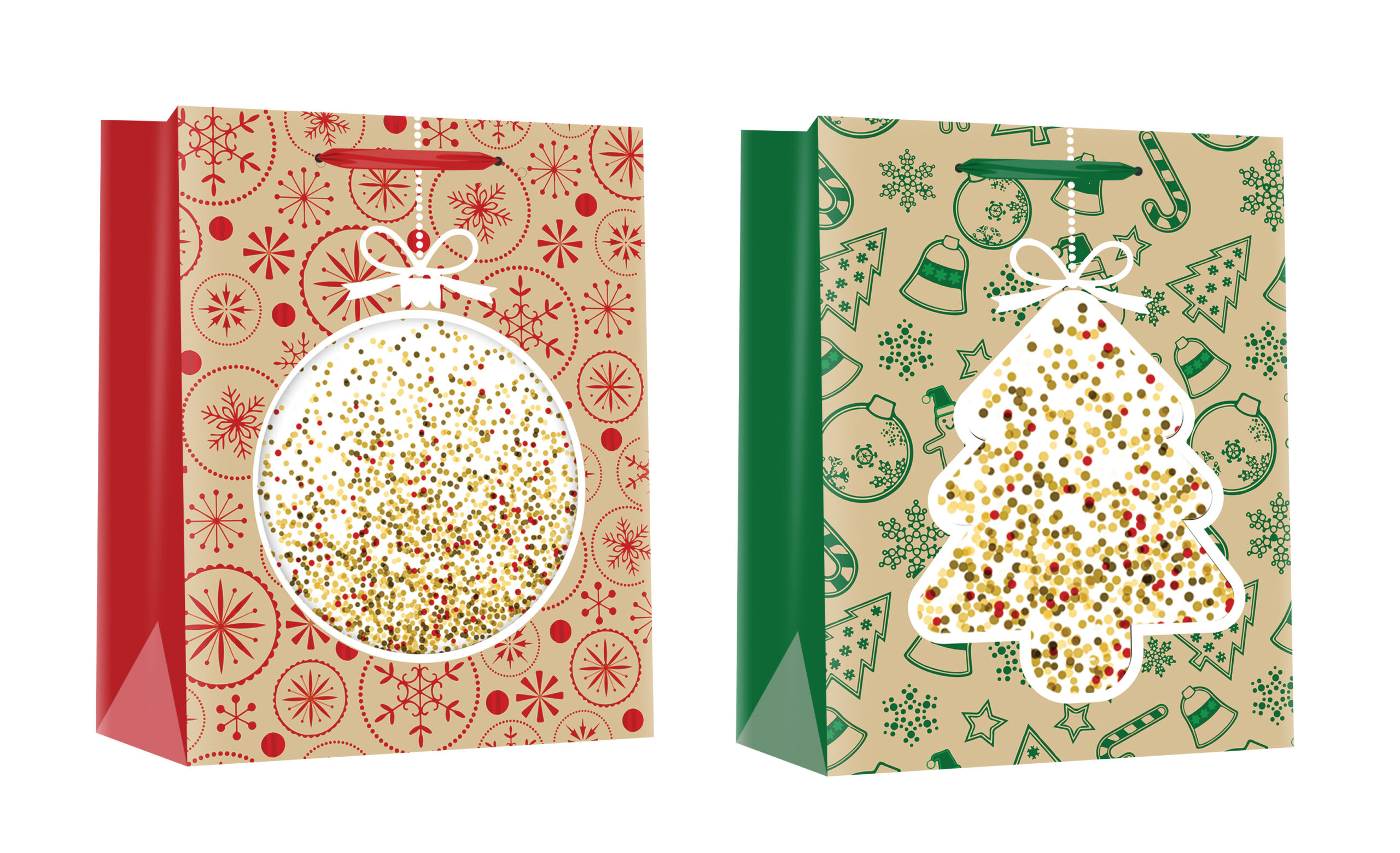 238580-EC Vrećica L exclusive Božić glitter prozor 26x32x10cm P12/120