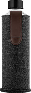 238736-EC Boca za vodu staklena Spring 600ml crna antracit u etuiju od filca P1/25