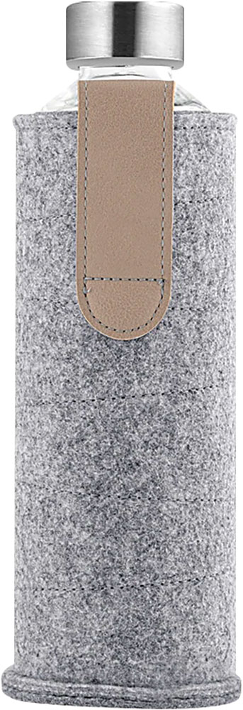 238737-EC Boca za vodu staklena Spring 600ml siva u etuiju od filca P1/25