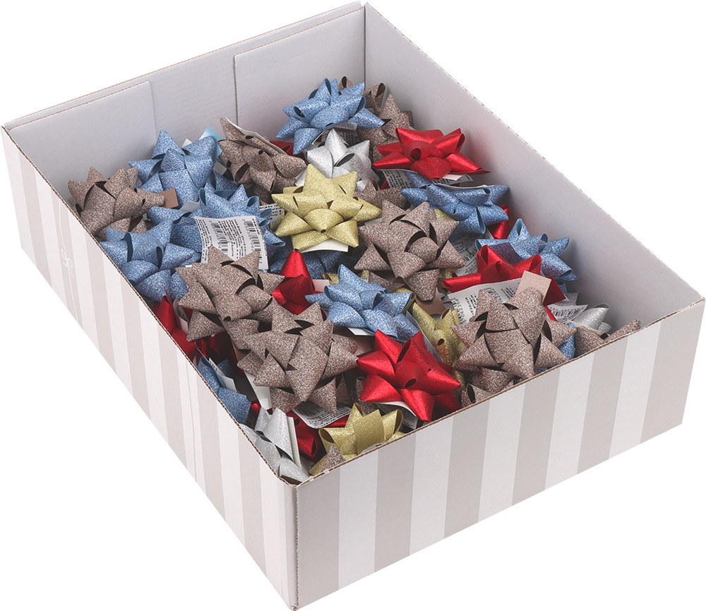 238745-EC Mašna zvjezdica samolj. glitter 1/1 6,5cm, mix 5 boja P50/450