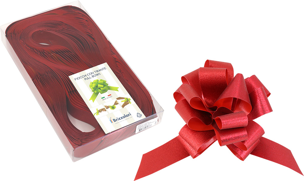 238748-EC Mašna potezna 31mm glitter crvena 30 kom u pvc kutiji P30/300