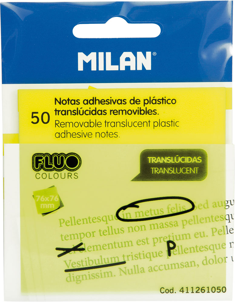 239617-EC Blok samoljepivi MILAN 76x76 50L Fluo žuti prozirni P18/216