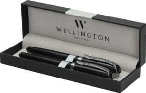 240262-EC Set pisaći Wellington Aurora crni kemijska ol. + nalivpero u kutijici