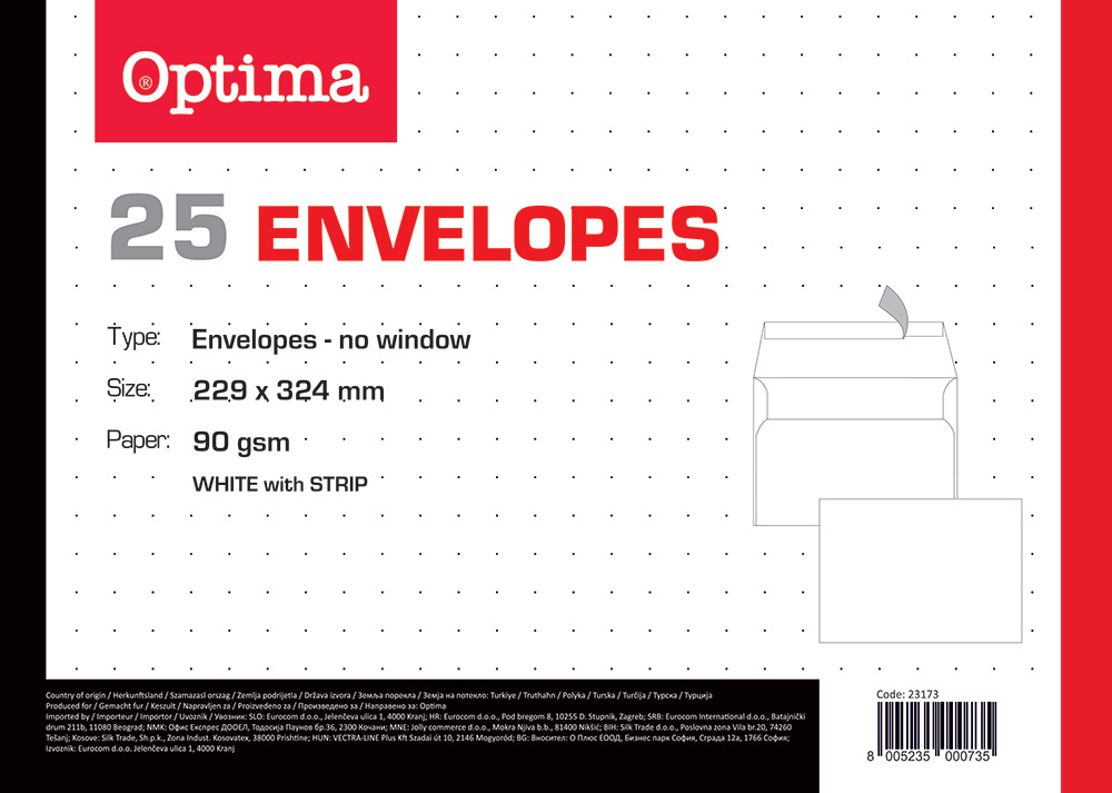 240343-EC Kuverta 229x324 C4 strip bijela 90gr. OPTIMA 230308 250/1
