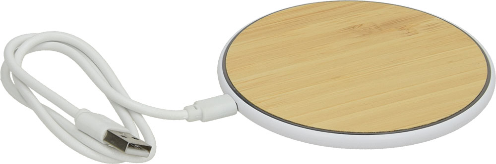 240370-EC Punjač power bank ECO VISION  bambusa , ABS za bežično punjenje, bijelo smeđi