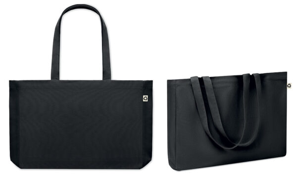 240409-EC Torba za shopping i plažu RESPECT canvas, reciklirani pamuk 280g crna 49x9x37cm