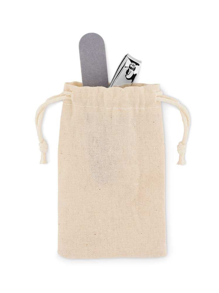 240452-EC Manikir set Nail-up grickalica i rašpica za nokte u pam. torbici s vezicom