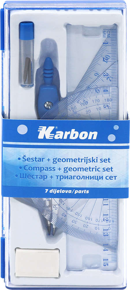 240546-EC Šestar KARBON sa geometrijskim setom i gumicom P12/144