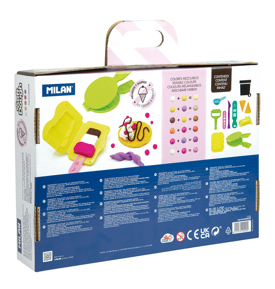241002-EC Plastelin MILAN Soft Dough Ice Creams&Waffles set 6 boja X 59g P6