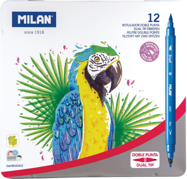 Flomasteri 12/1 Dual Tip: kao kist + tanki vrh Milan