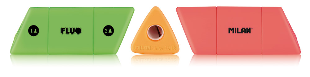 241314-EC Šiljilo plastično 2 rupe s kućištem MILAN Slide Fluo P12/120