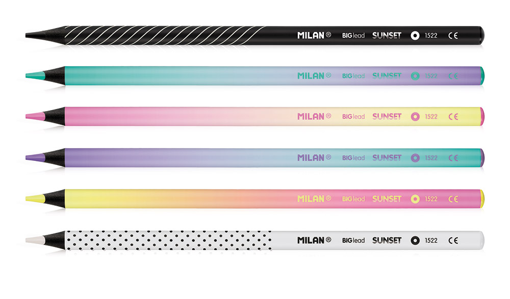 241318-EC Boje drvene  6/1 duge MILAN Sunset crno drvo, debela mina karton bls P24/144