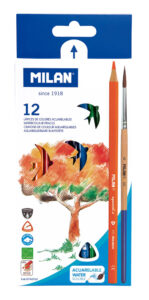 Drvene bojice 12/1 duge akvarel s kistom Milan