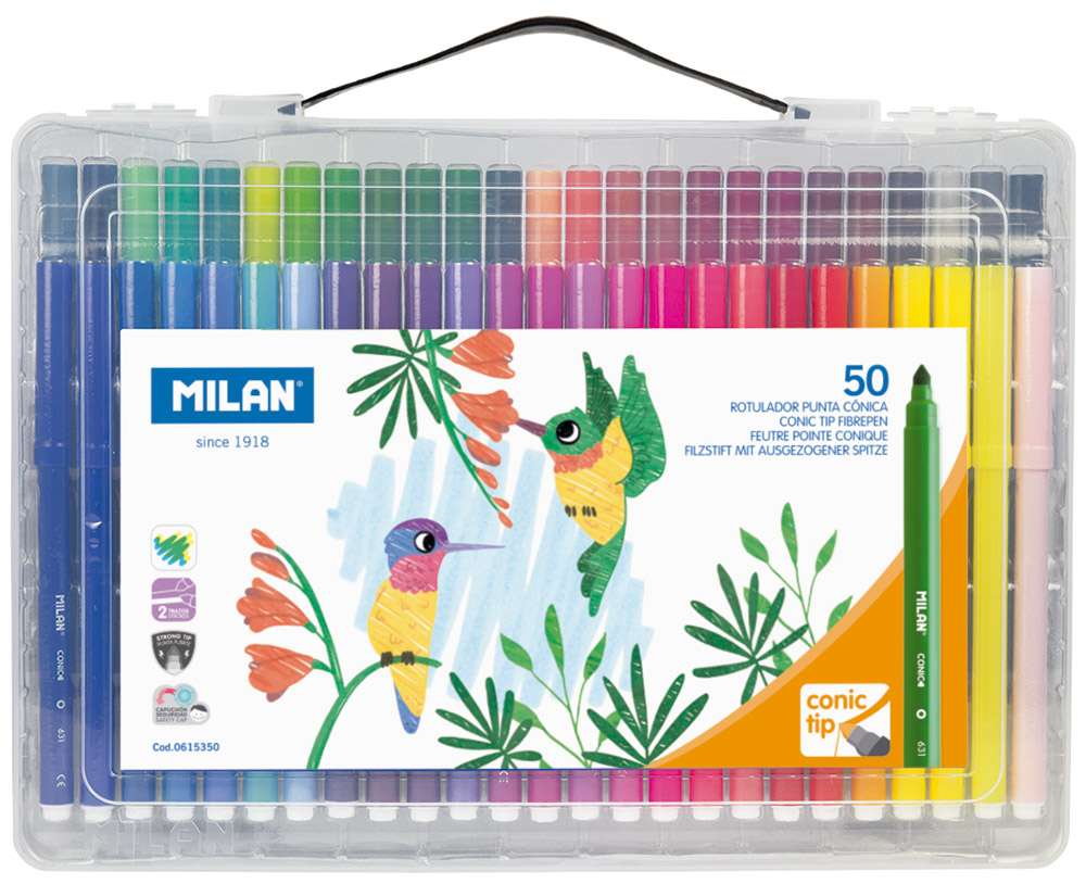 241323-EC Flomasteri 50/1 MILAN konusni vrh perivi plast.kofer P12