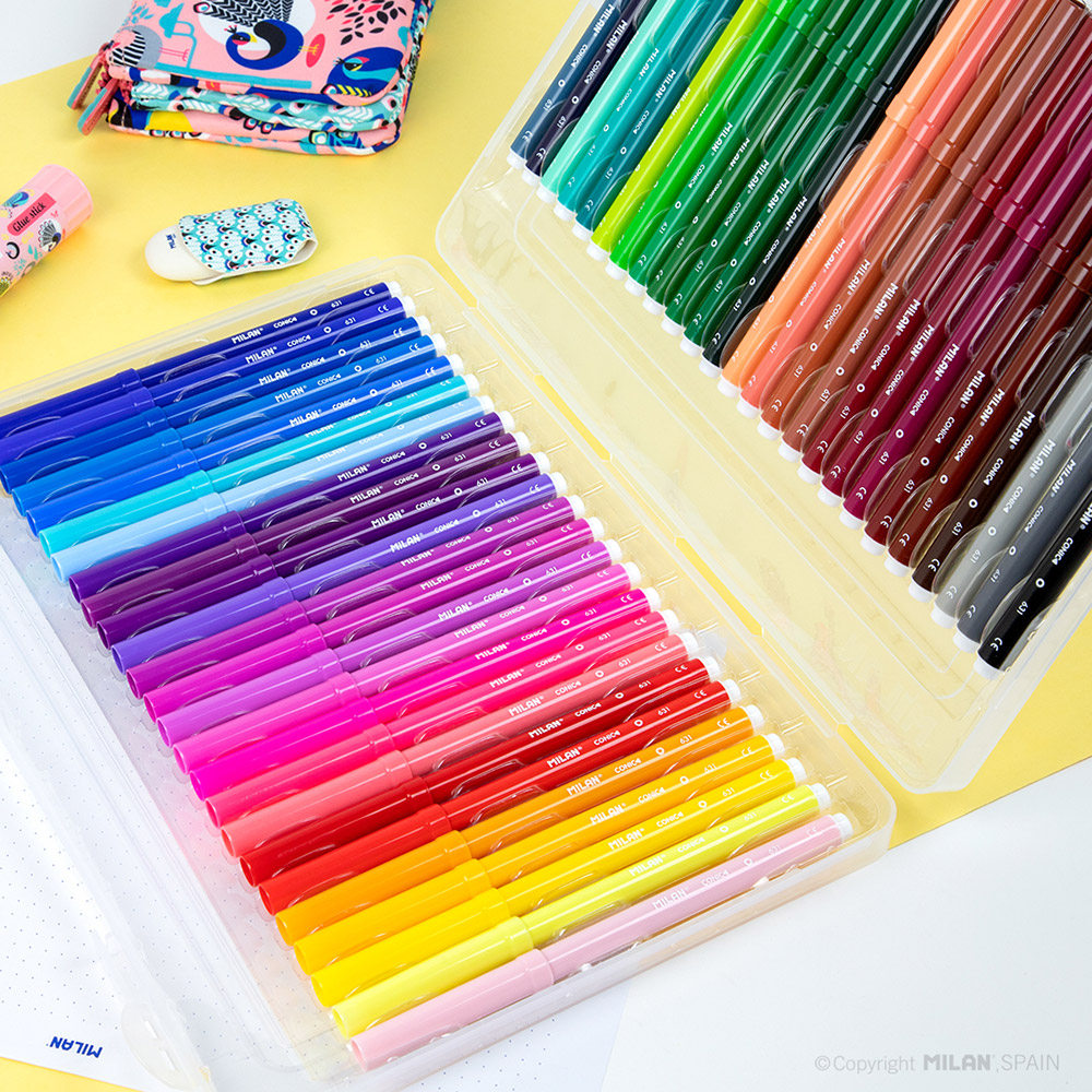 241323-EC Flomasteri 50/1 MILAN konusni vrh perivi plast.kofer P12