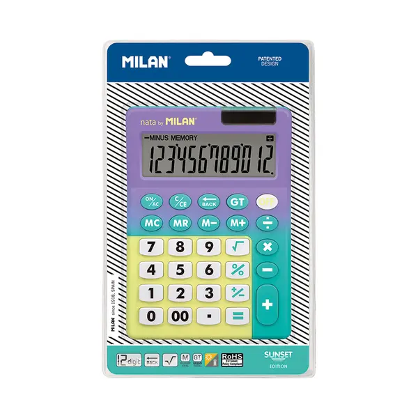 241390-EC Kalkulator MILAN stolni 12-tipki Sunset lila-tirkiz bls P5/10