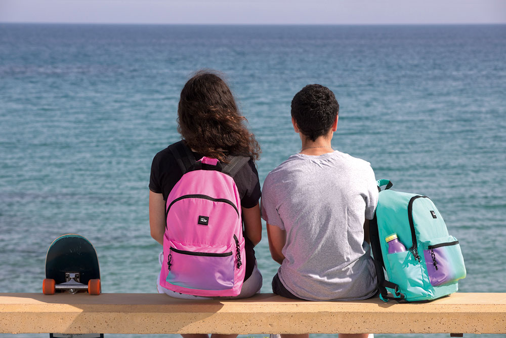 241401-EC Ruksak MILAN urban klasik 2 zipa 22lit Sunset rozi P5