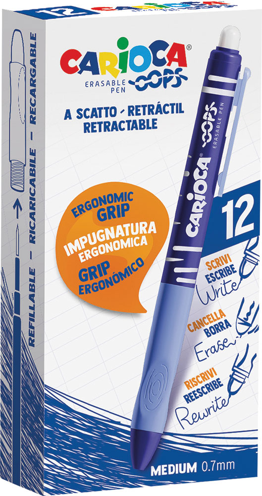 241484-EC Gel pen 0,7 piši-briši CARIOCA Oops Retractable plava 43043/02 P12/288