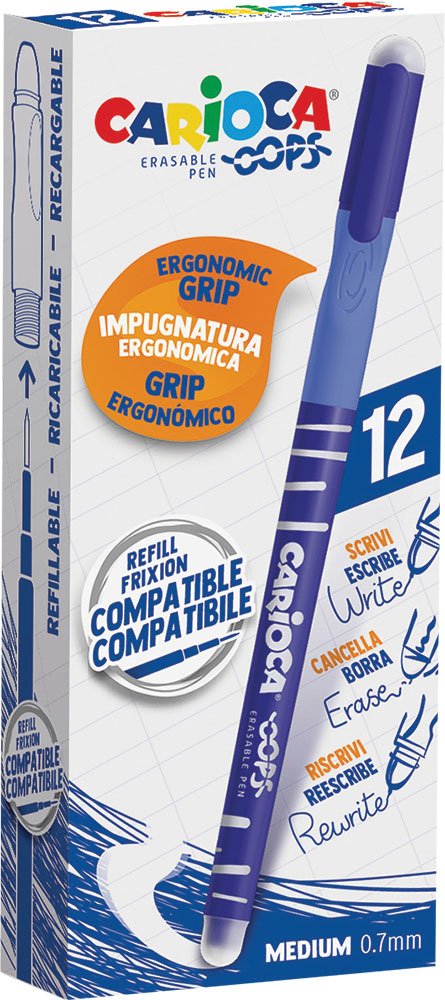 241497-EC Gel pen 0,7 piši-briši CARIOCA Oops plava 43039/02 P12/288