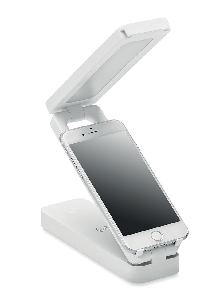 242263-EC Lampa stolna Espurna ABS sklopiva, 14 led  i bežični punjač 10W, bijela