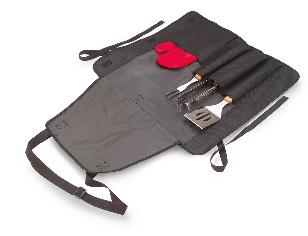 242406-EC Set za roštiljanje DONAU pregača, 3-djelni set pribora i rukavica