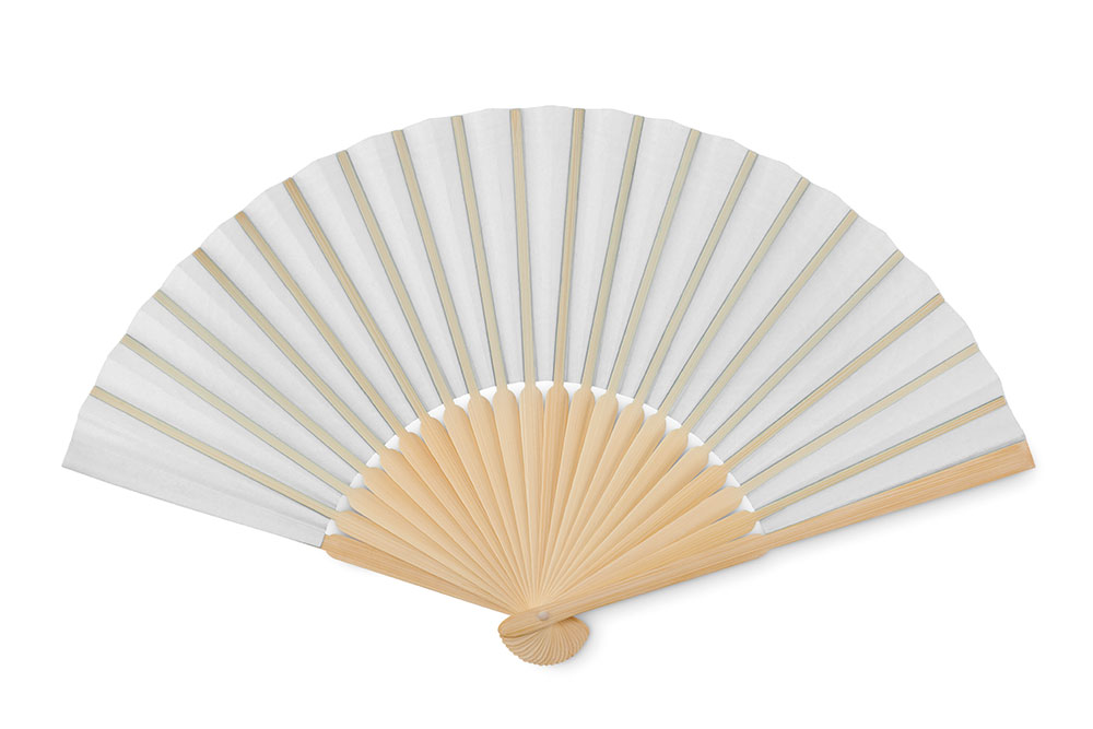 242409-EC Lepeza Fanny Paper bijela od bambusa i papira 21 x 24 cm