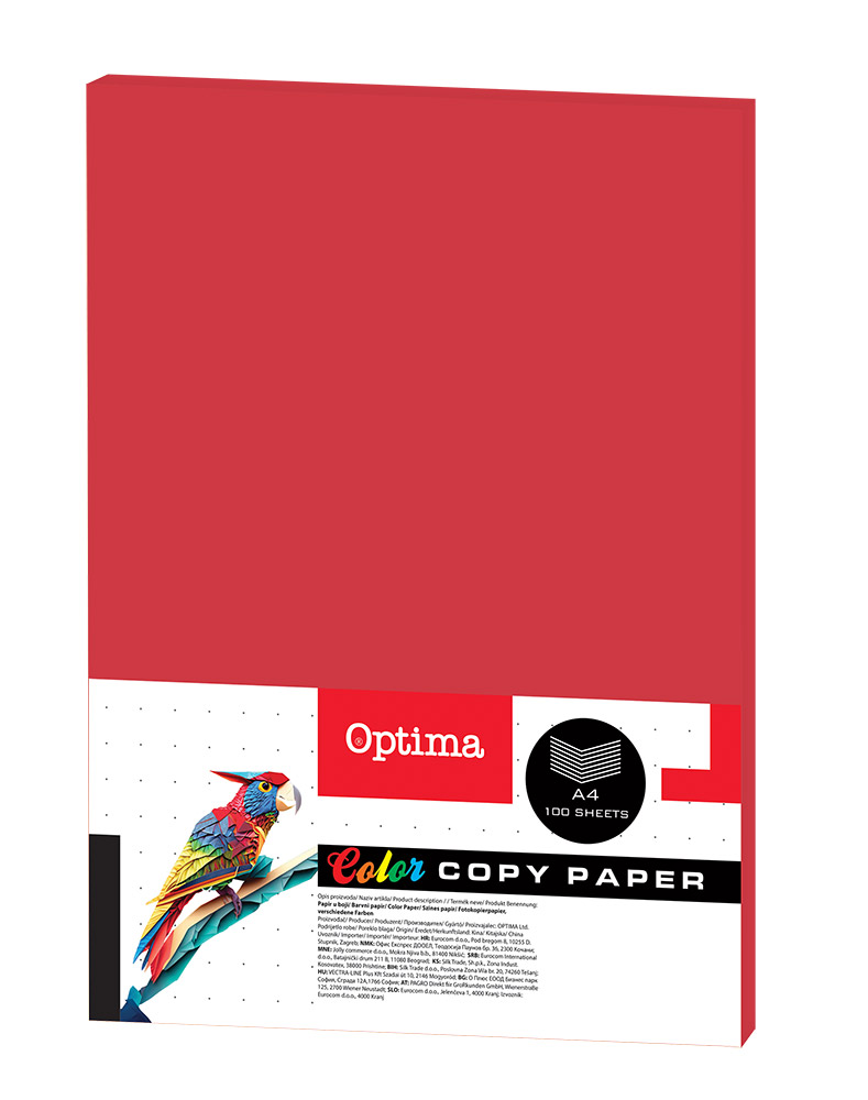 242690-EC Papir fotok. OPTIMA A4 intenziv RED 80gr. 100/1 DC204 P22