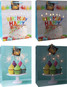 242740-EC Vrećica L svakodnevna sjaj rođendan sa LED lampicama 77665 P12/96