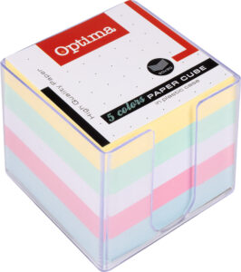 242971-EC Blok kocka 9x9x9cm OPTIMA u PVC kutiji mix 5 pastel boja, 22944 P24