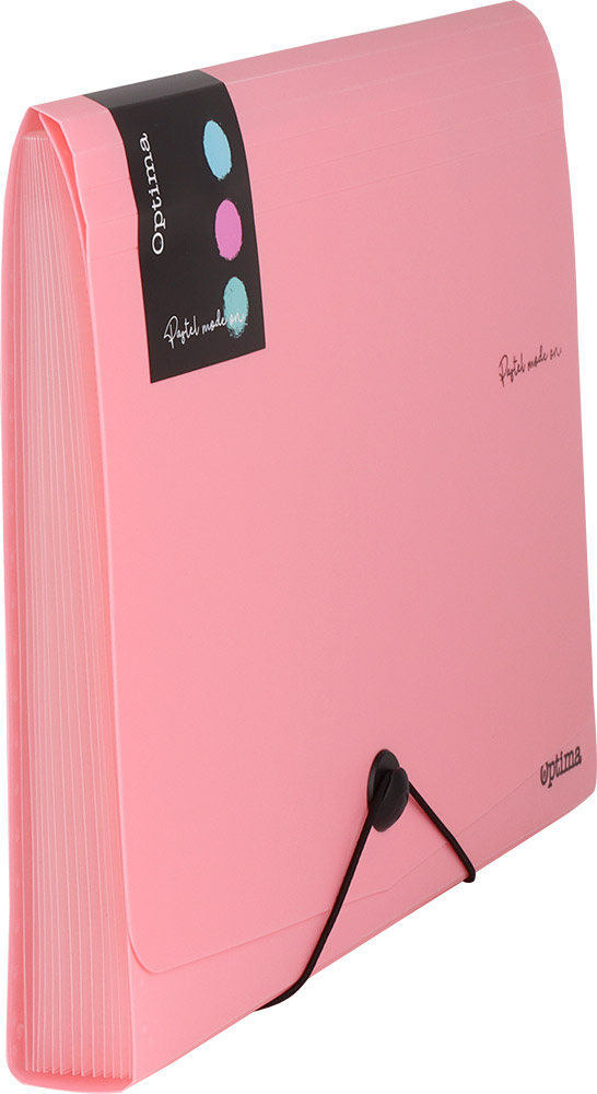 242995-EC Mapa harmonika PVC A4 12 preg. OPTIMA Pastel sort.boje 120380 P12/48