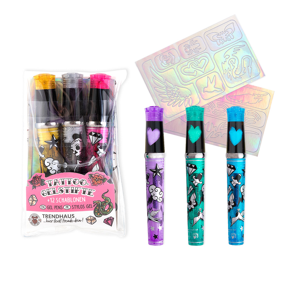 243092-EC Gel pen glitter Tattoo 3/1 P12/192 NETTO