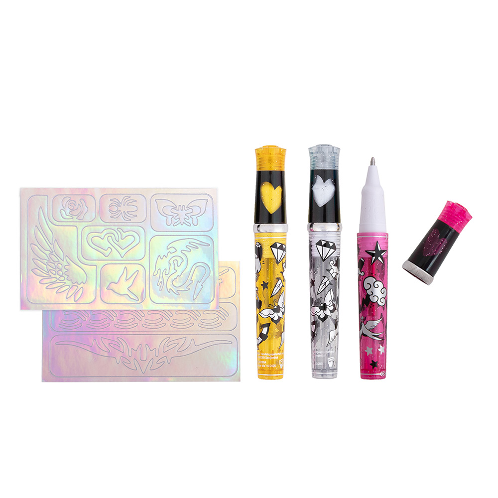 243092-EC Gel pen glitter Tattoo 3/1 P12/192 NETTO