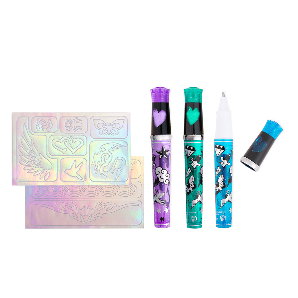 243092-EC Gel pen glitter Tattoo 3/1 P12/192 NETTO