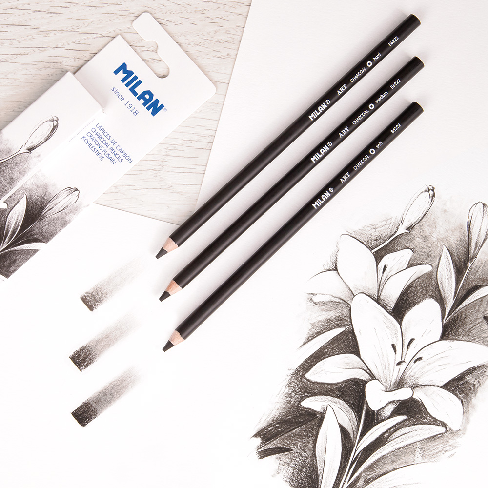 243142-EC Ugljen za crtanje u olovci MILAN 4mm, 3 kom - različite tvrdoće P12/144