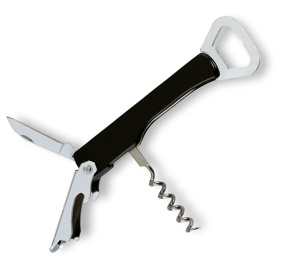 243211-EC Otvarač za boce TRIFO crni, nehrđajući čelik i PS 13,5x4x1,3cm