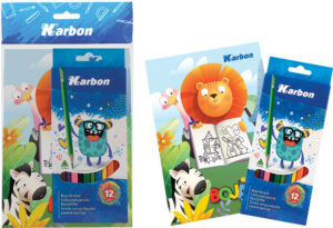 243237-EC Set bojanka A5 s naljepnicama + drvene bojice 12/1 Karbon