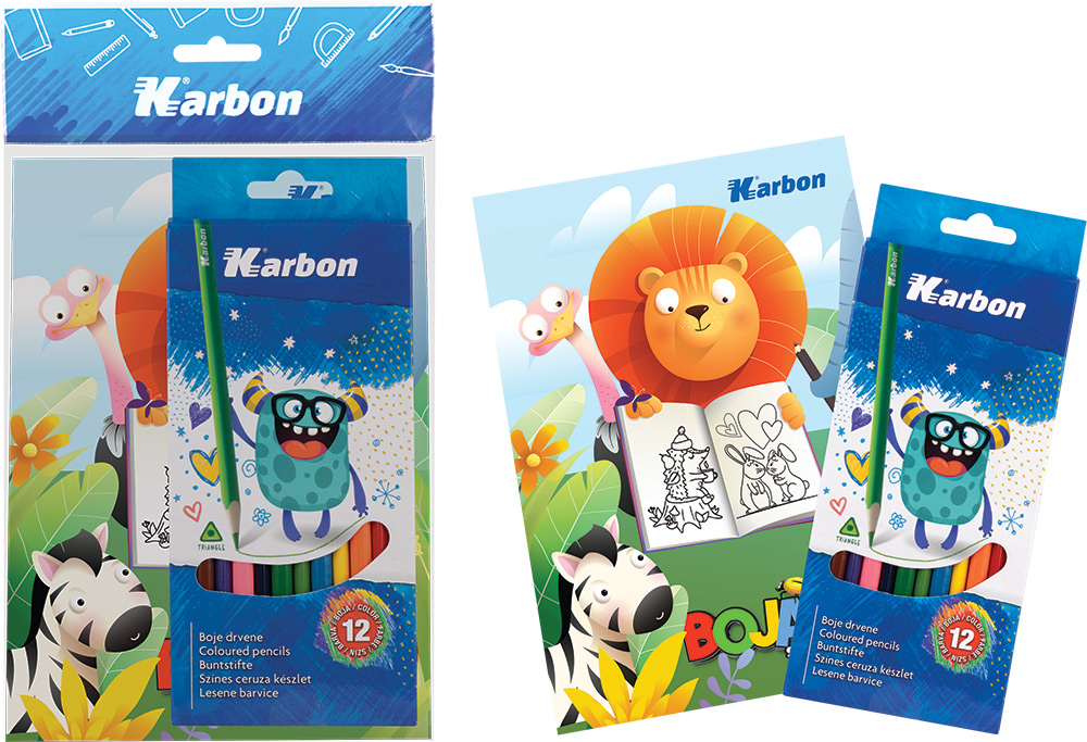 243237-EC Set bojanka A5 s naljepnicama + drvene bojice 12/1 Karbon