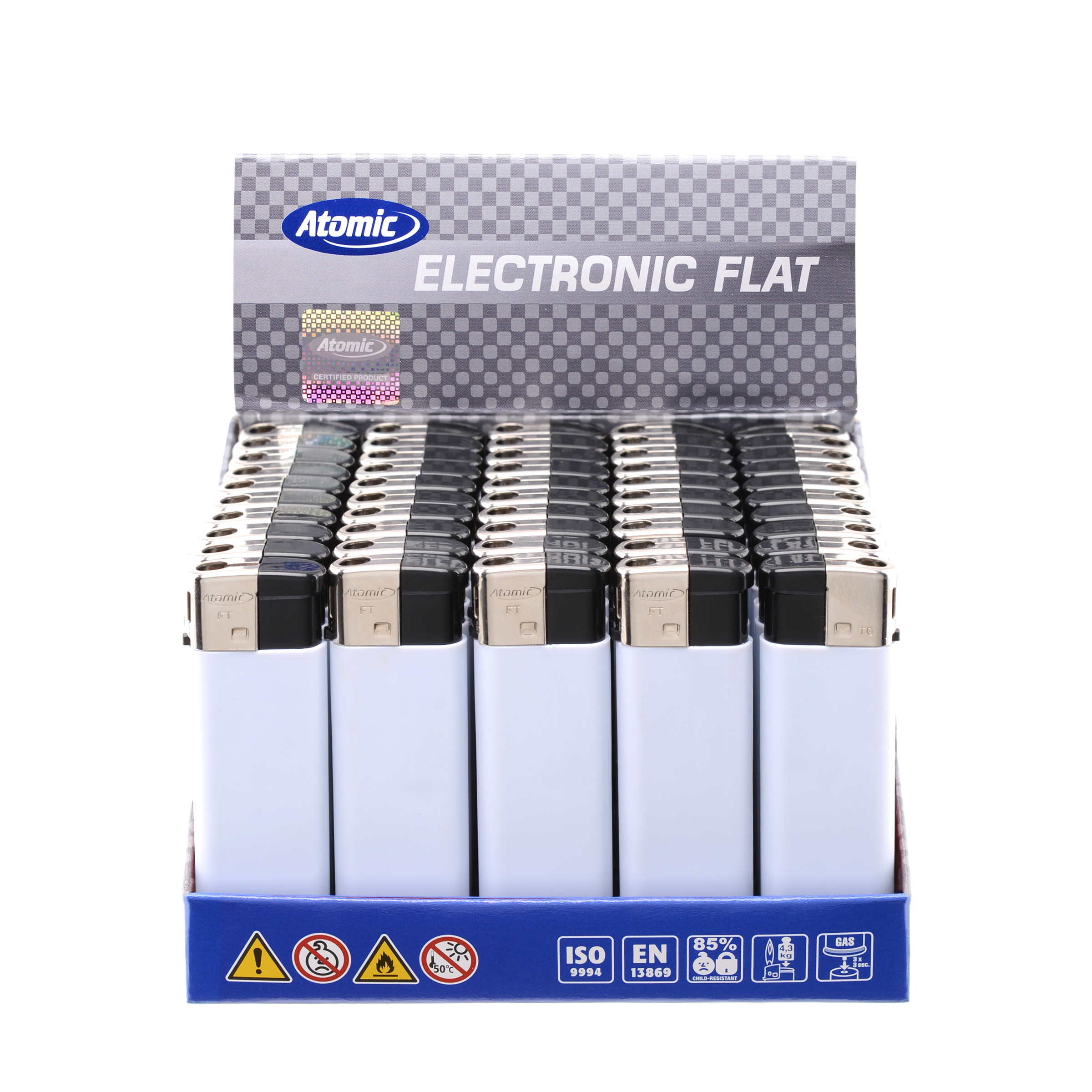 243529-EC Upaljač Atomic CR FLAT bijeli Rubber mat  3607204 P50/1000