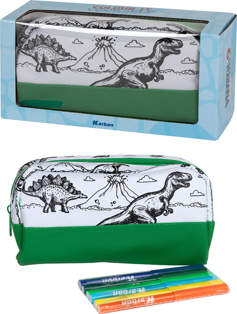 243739-EC Pernica za bojanje s 6 flomastera Karbon DINO WORLD P24