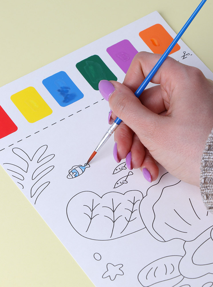 243772-EC Bojanka za djecu Akvarel listovi sa kistom Karbon B5, 6 listova, bls P50