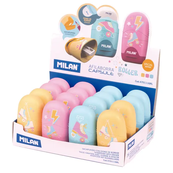 244533-EC Gumica+šiljilo MILAN Capsule Roller plastično s kućištem P16/160