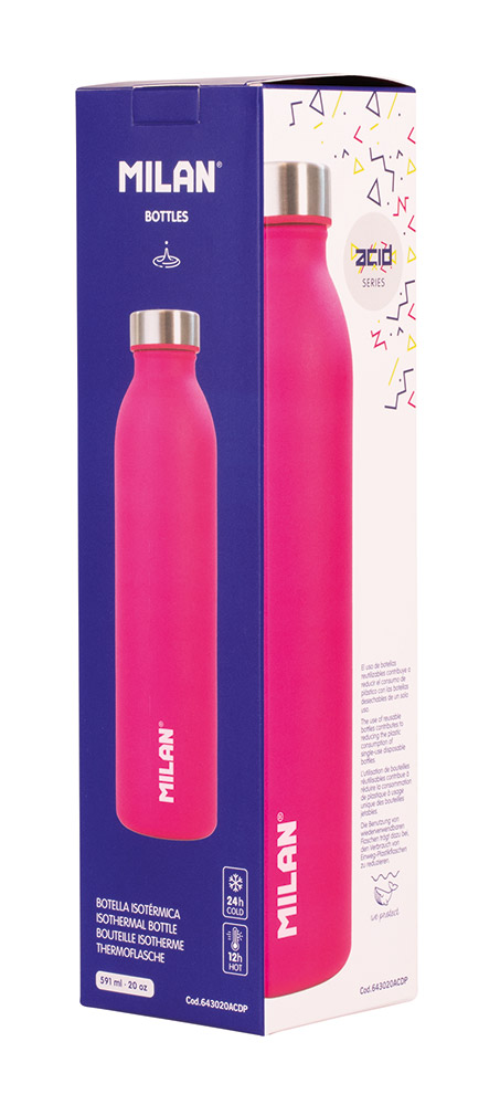 244615-EC Boca za vodu MILAN Acid 590ml, isotermalna, nehrđajući čelik roza P12