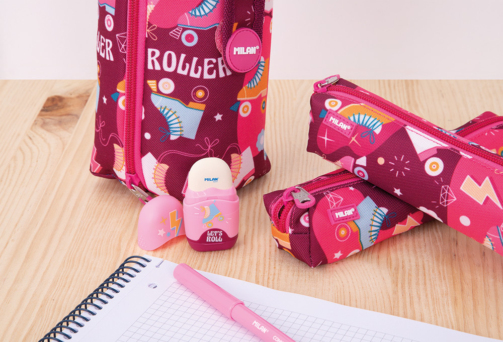 244642-EC Pernica četverostruka sa priborom MILAN Roller roza P12