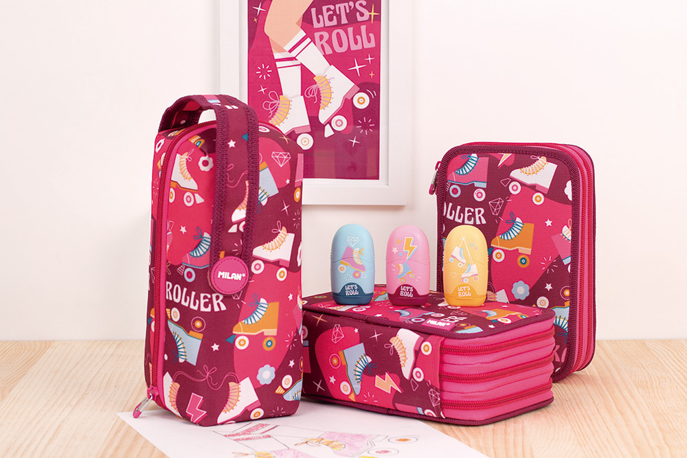 244642-EC Pernica četverostruka sa priborom MILAN Roller roza P12