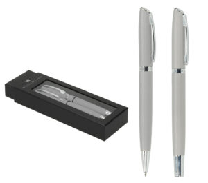 244849-EC Set pisaći Toledo Wellington kemijska olovka i roler srebrni P1/100