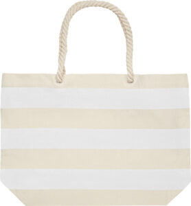 244964-EC Torba pamučna za shopping i plažu Heaven Stripe 220g bijelo bež 55x15x39cm P50